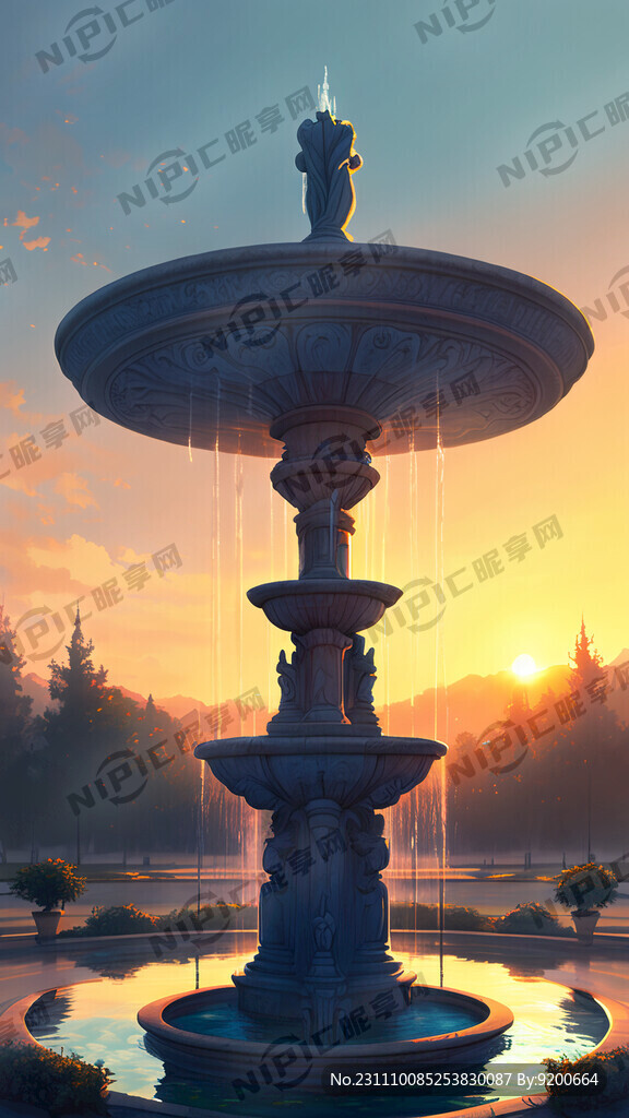 太阳高一些大一些 喷泉