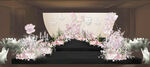 粉色韩式布艺舞台婚礼效果图