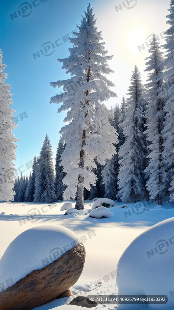 一片雪地 雪地里有几颗石头