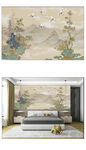  现代中式 花鸟背景壁画 