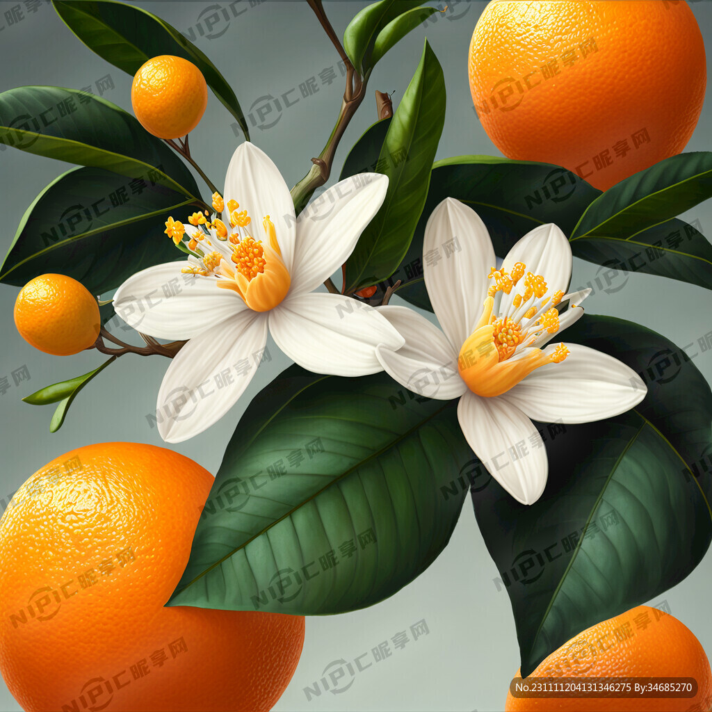 橙子 橙子花 树叶