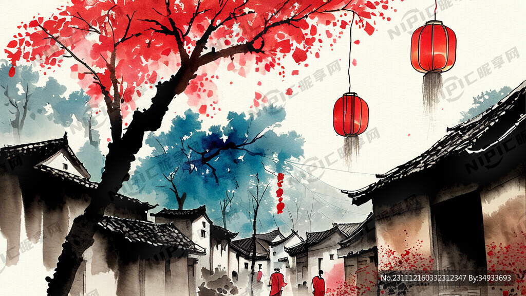 村落 过年 鞭炮 喜庆