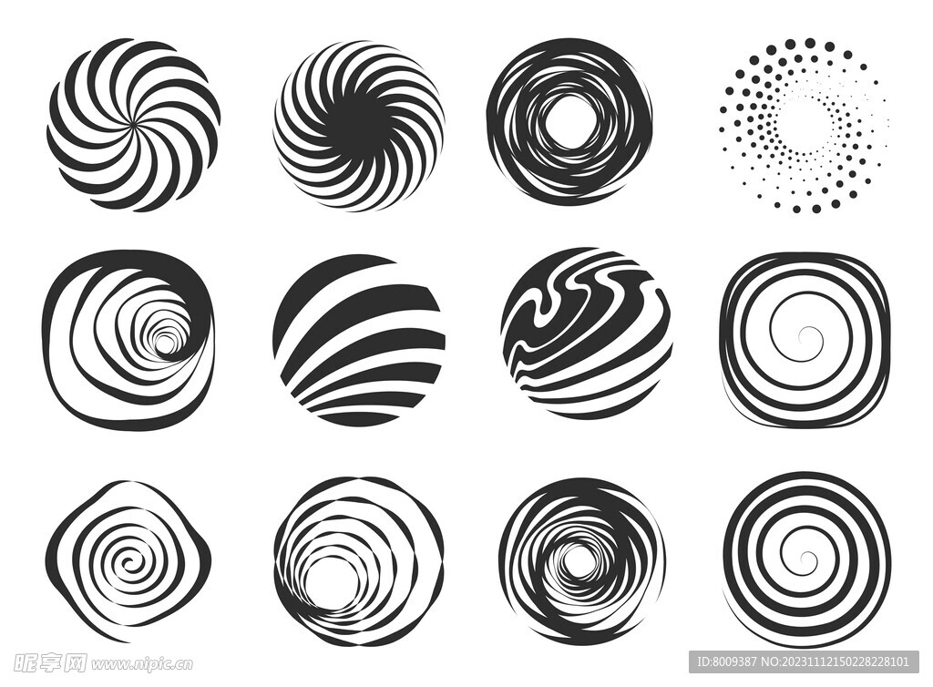 抽象漩涡几何图形现代波浪元素