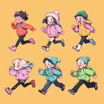 可爱幼儿跑步运动卡通插图