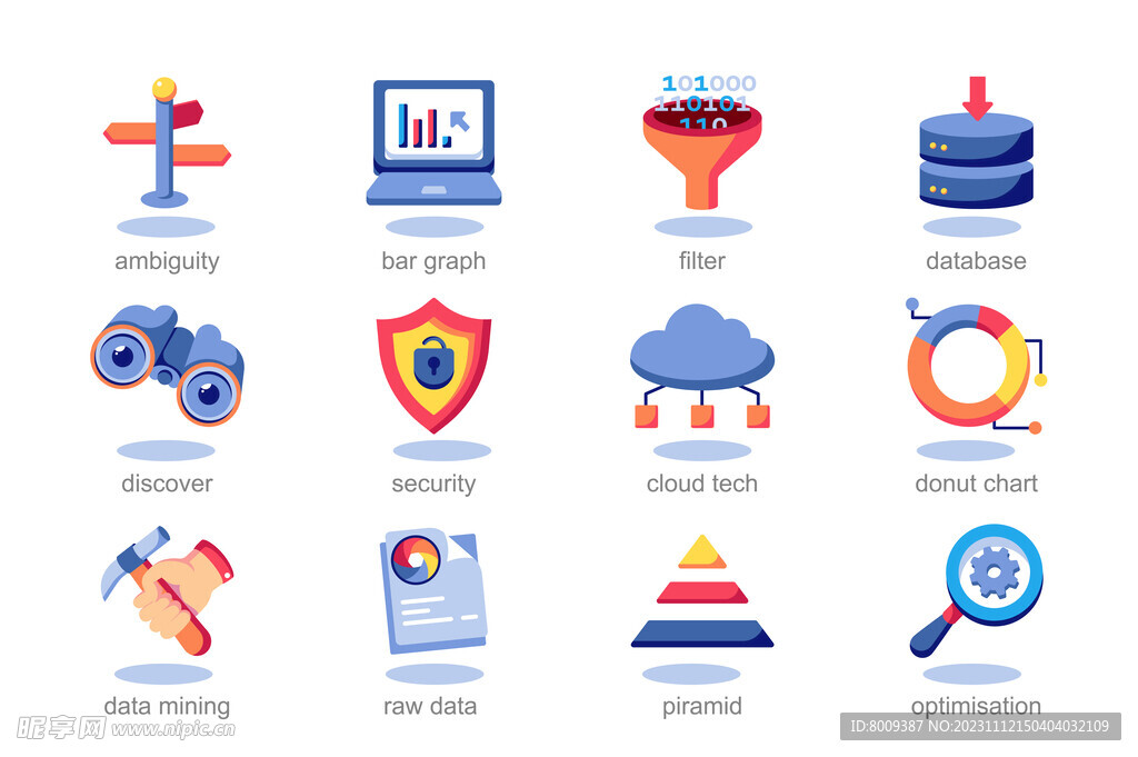 数据分析扁平化图标