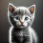 小猫，灰色，可爱，超现实