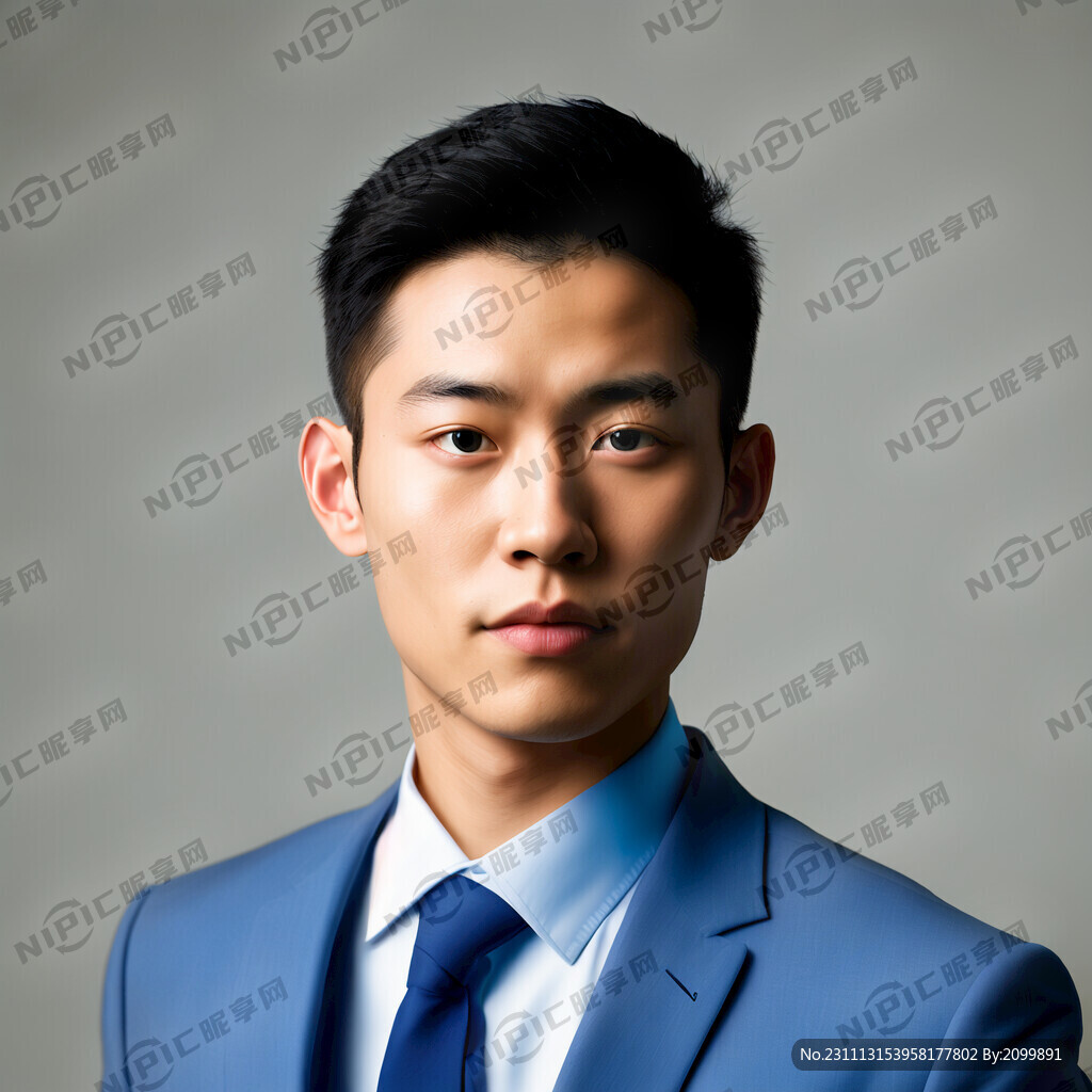 亚洲男青年 正面半身像  