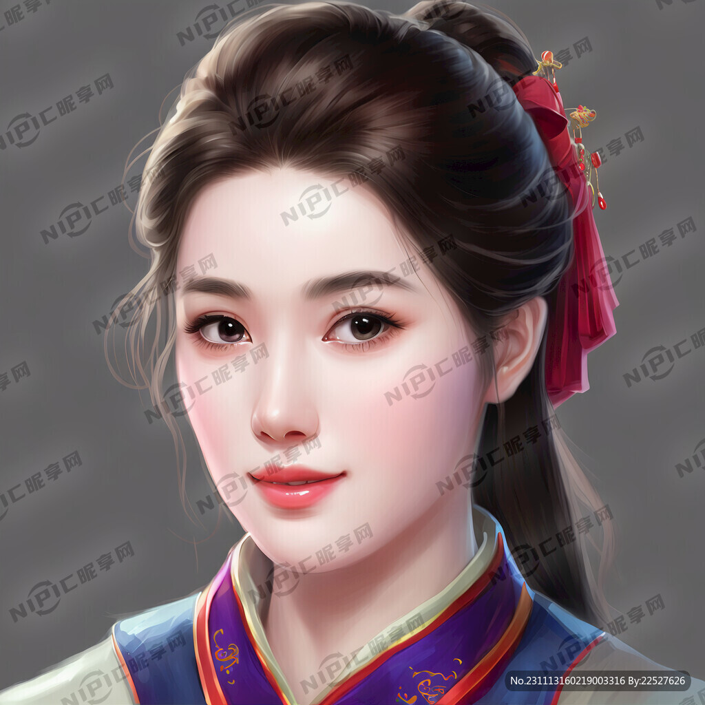 手绘美女客服头像