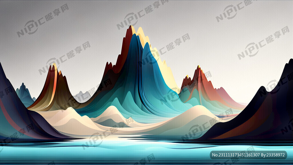 超长抽象山水图