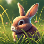 野外草地吃草的可爱的兔子