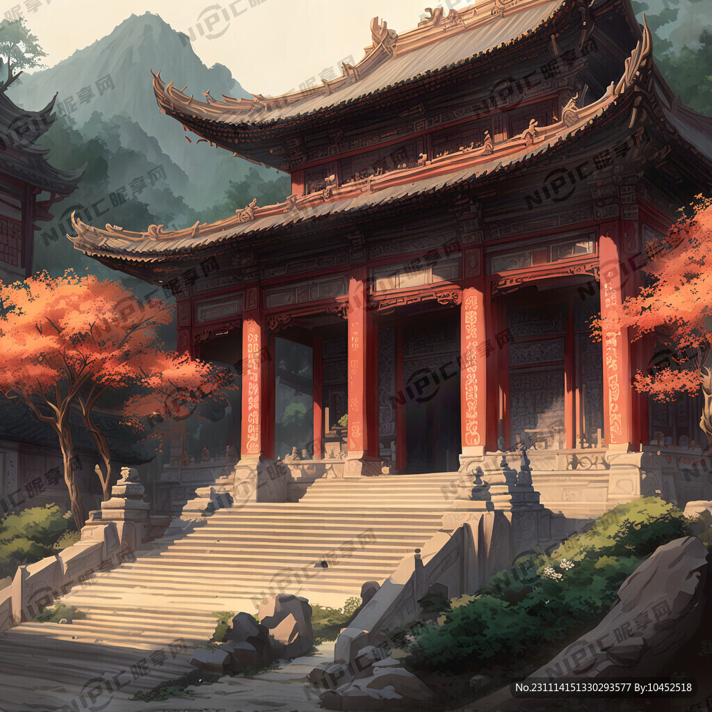 洪山菜薹 寺庙 温暖 手绘