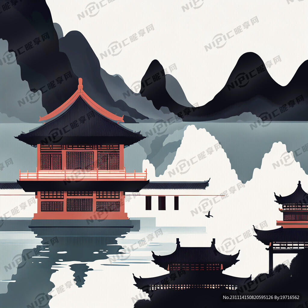 湖北特产 地标建筑 单色