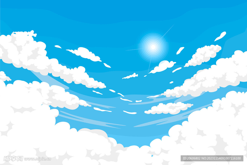卡通天空云朵蓝天背景