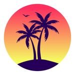 矢量插图的热带日落和棕榈树
