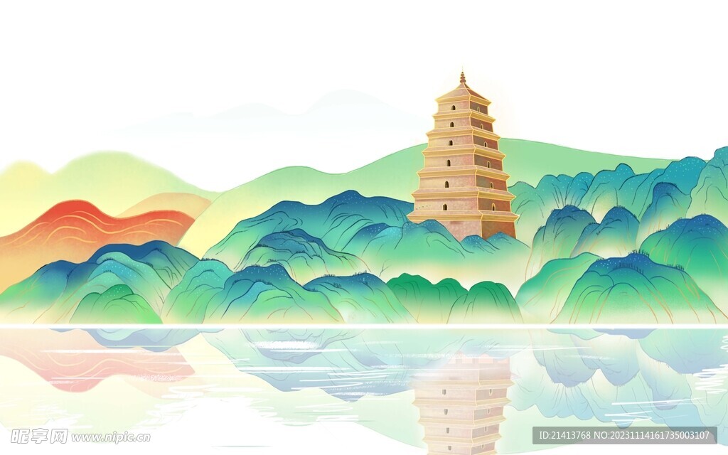 国潮古风山水 
