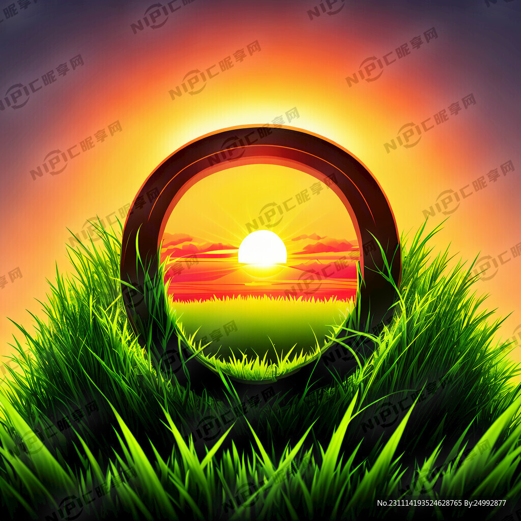 太阳与小草结合成公司图标