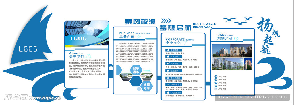 扬帆起航企业文化墙