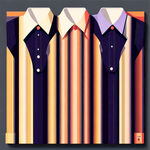 商务衬衫 竖细条纹 紧密排列   平面图案  扁平化风格
