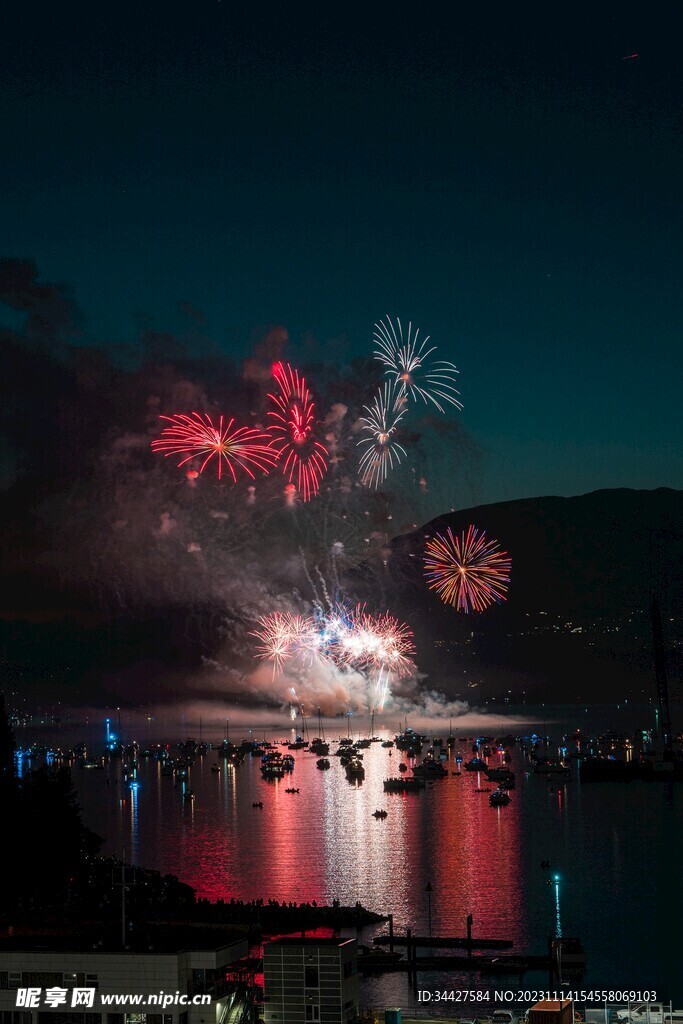 烟花海景