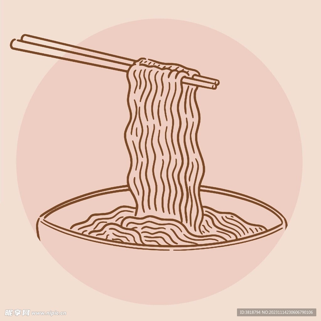 手绘面条米粉碗筷