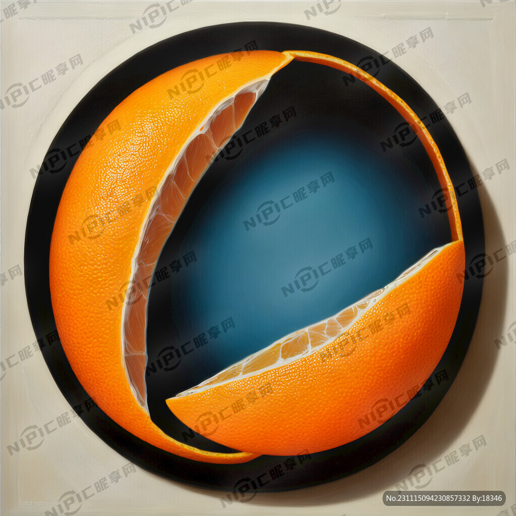 一个椭圆脐橙 油画