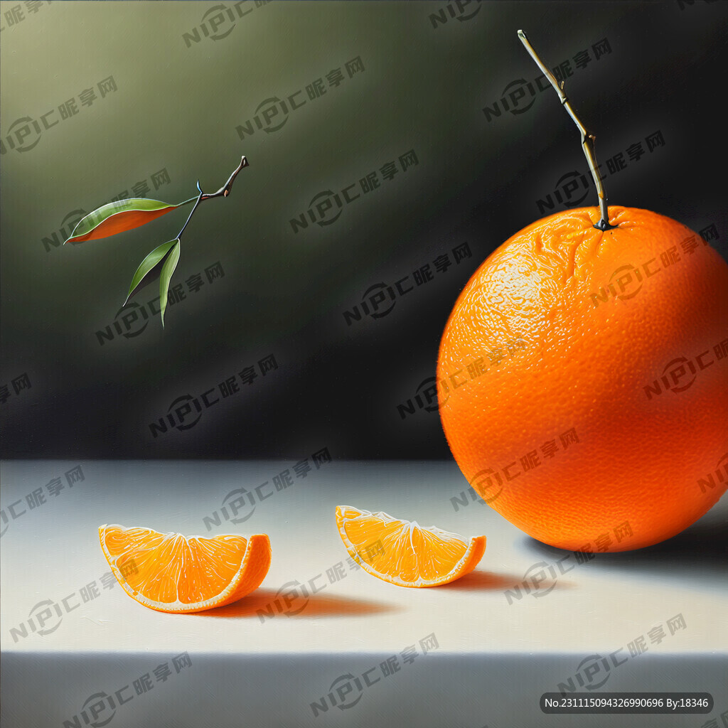 一个橙子 油画