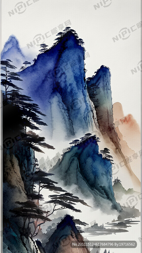 国风山水 彩画 竖版