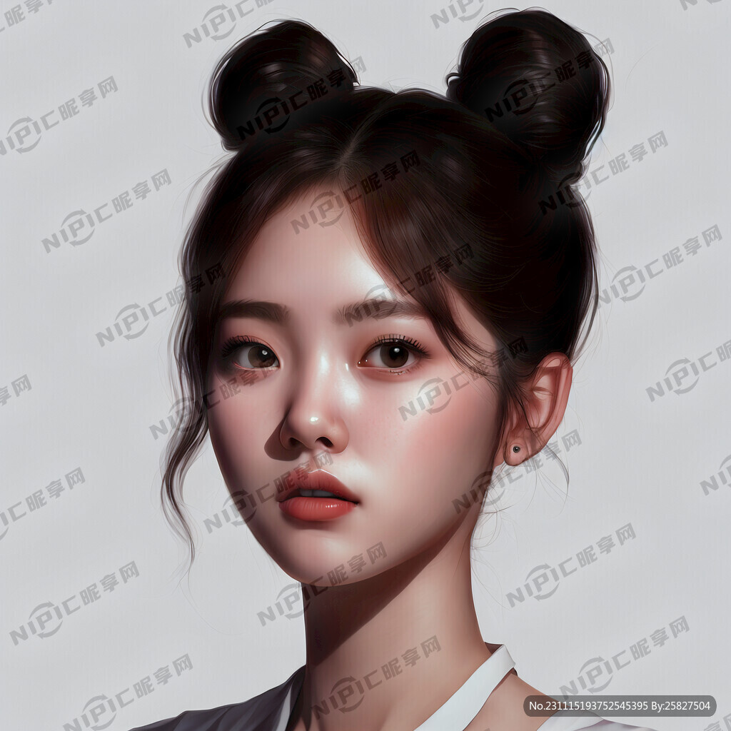 韩系女孩 背景白色