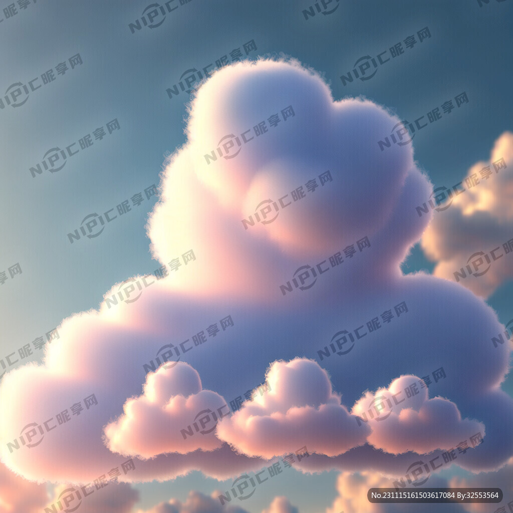 可爱云朵 3D效果 透明背景