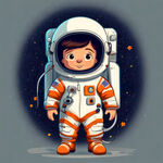 儿童宇航员，卡通，全身