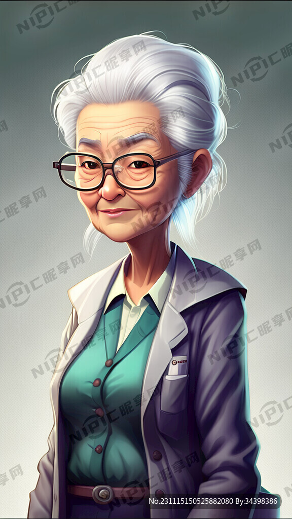 科学家 银发老人 女性 卡通
