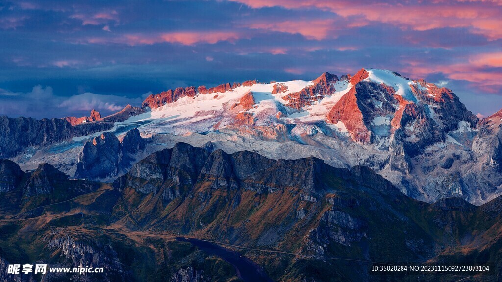 雪山 夕阳 风景