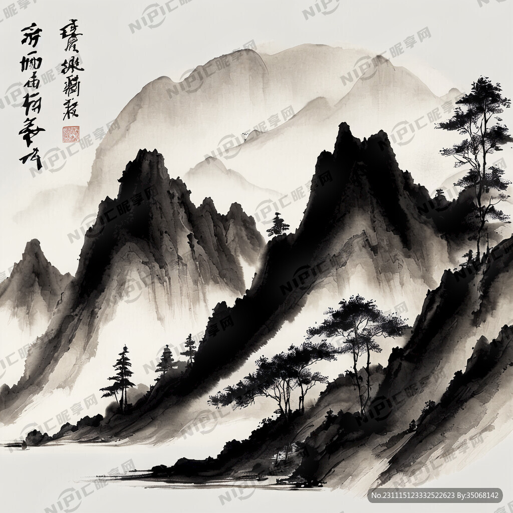 中国风 中国画 山水 水墨风格