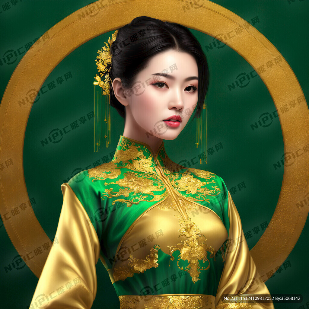 晕染 绿色 金色 意境