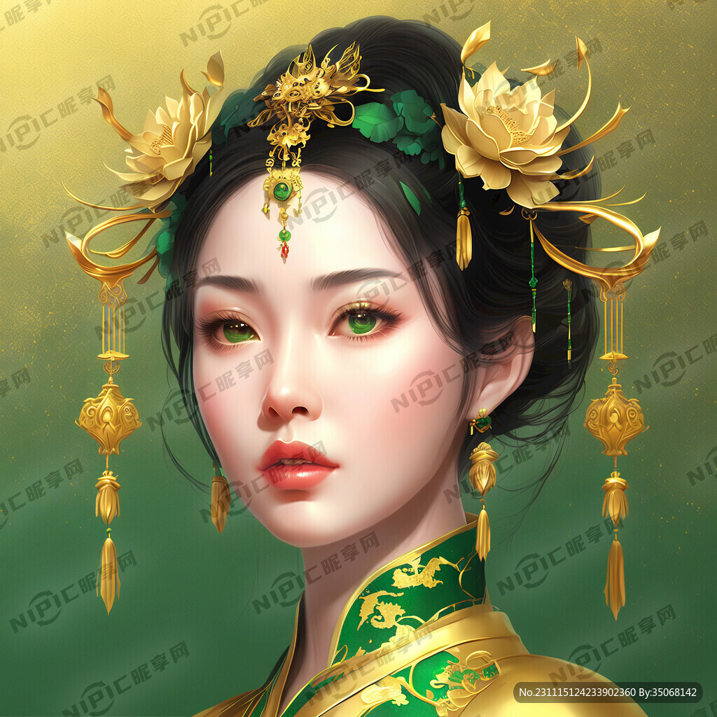 晕染 绿色 金色