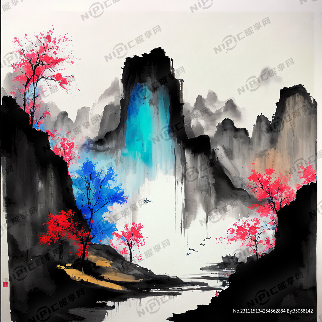 抽象 水墨画 彩色 油画 晕染