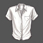 刚洗过的白色衬衫，线条风格，只要衣服，不要人。