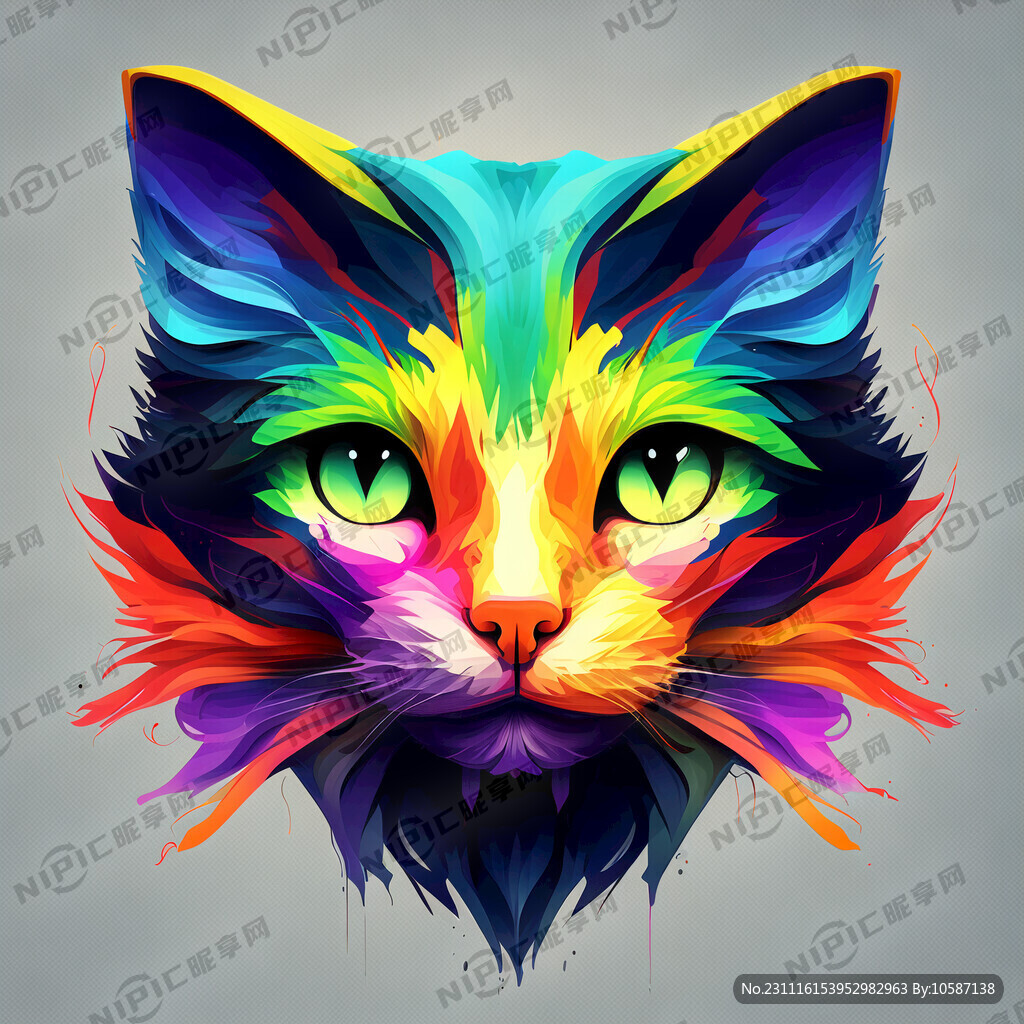 七彩的艺术猫头