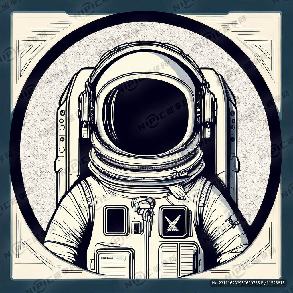 宇航员与航天飞机 线稿或装饰画