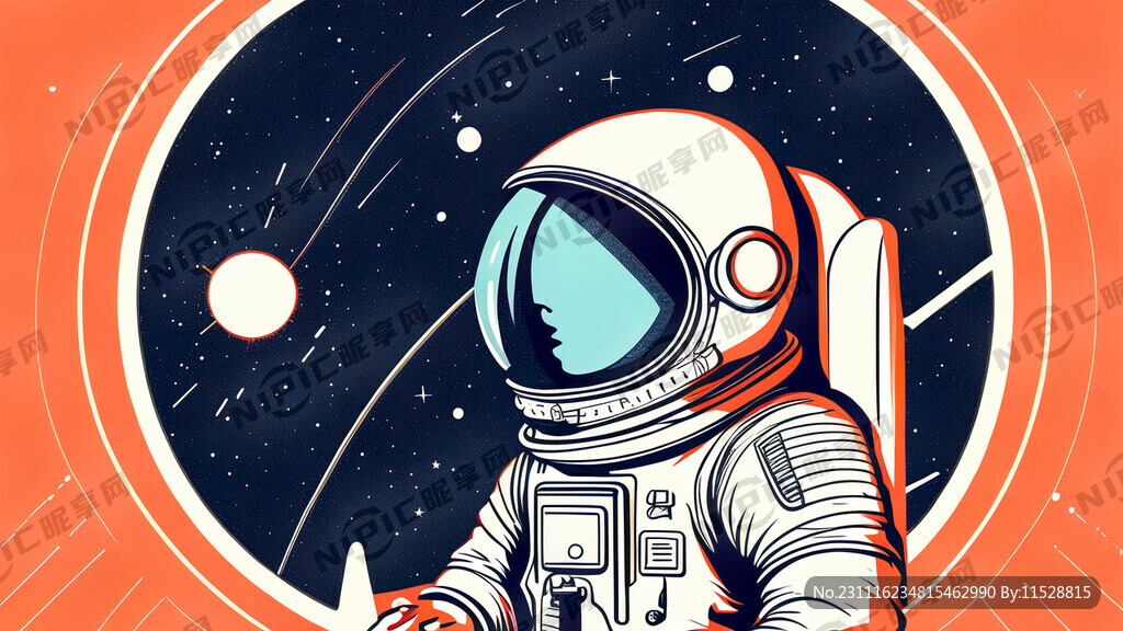 宇航员与航天飞机 线稿或装饰画