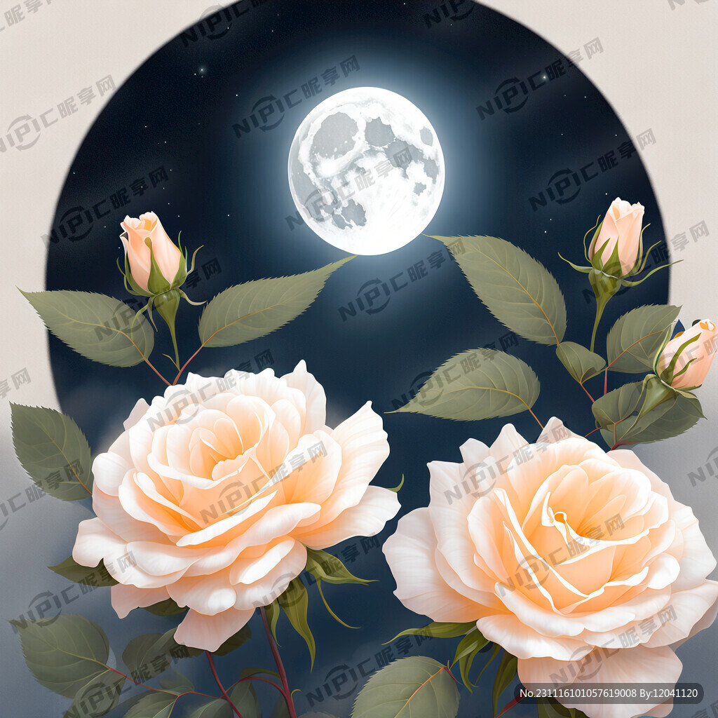 白色月季花 桃花 梦幻