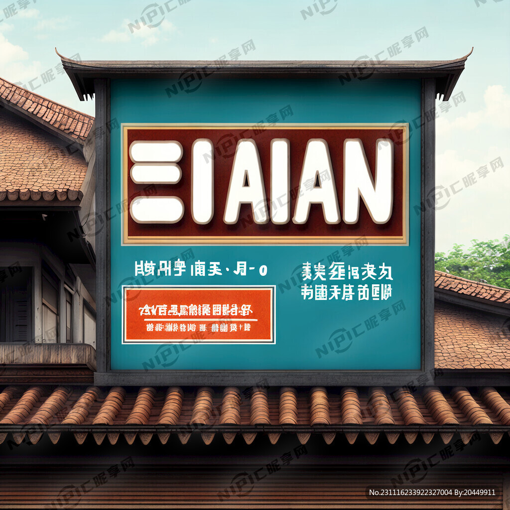 东南亚屋顶风格的广告牌