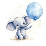 大象卡通水粉插画
