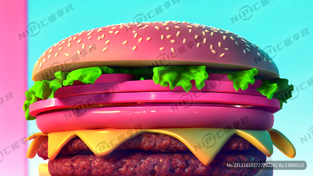 粉色汉堡