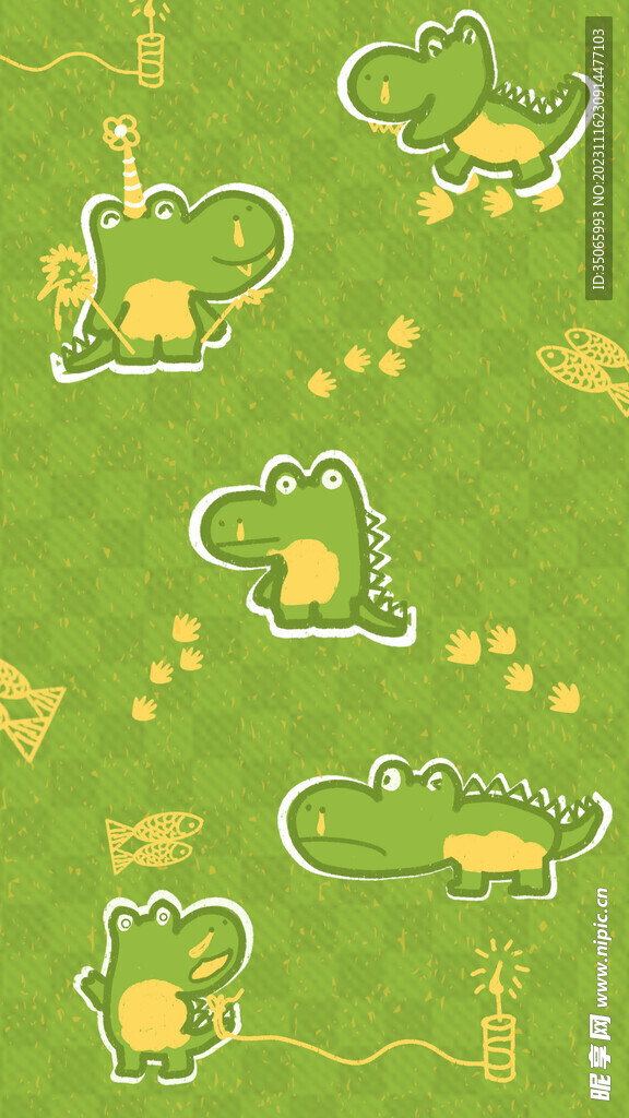 卡通动物鳄鱼插画壁纸
