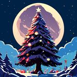 梦幻圣诞树插画