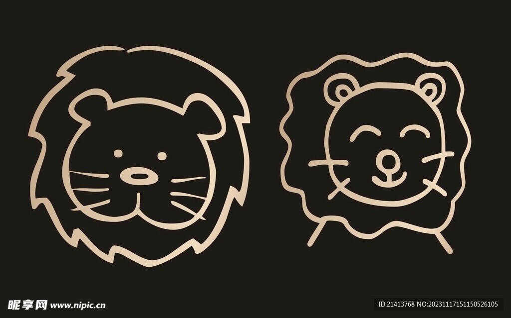 手绘卡通狮子 