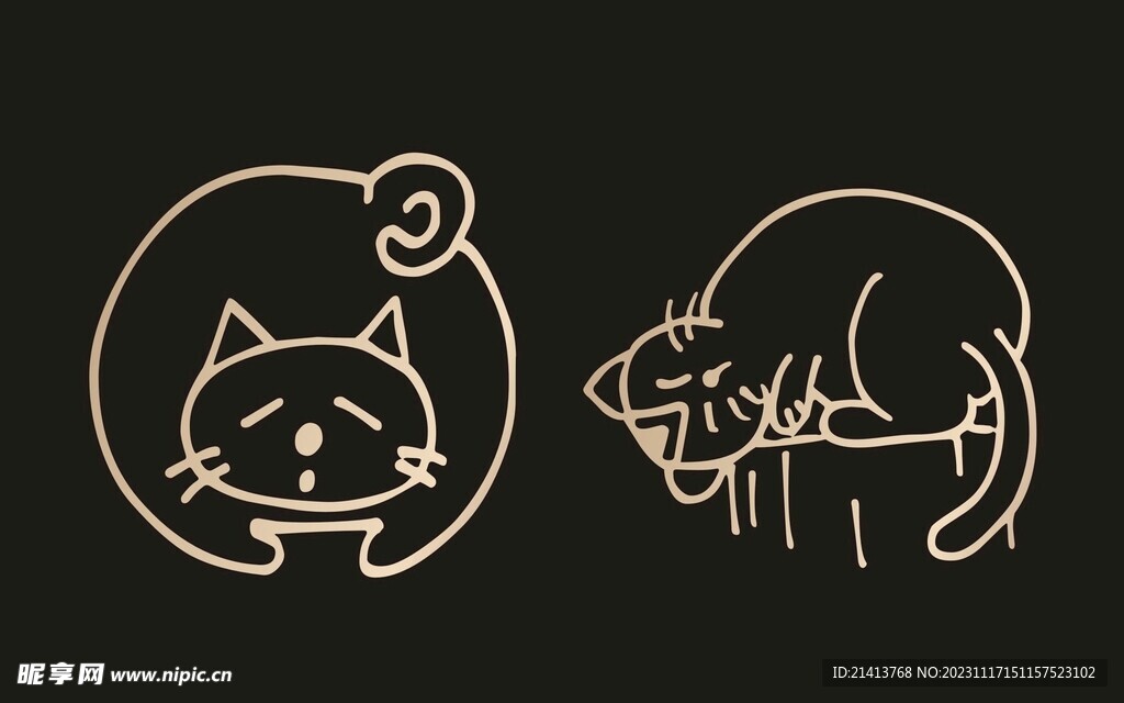 手绘卡通小猫 