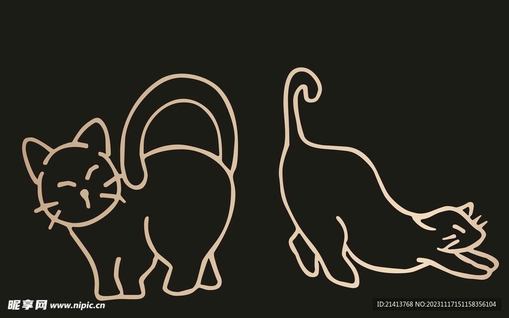 手绘卡通小猫 