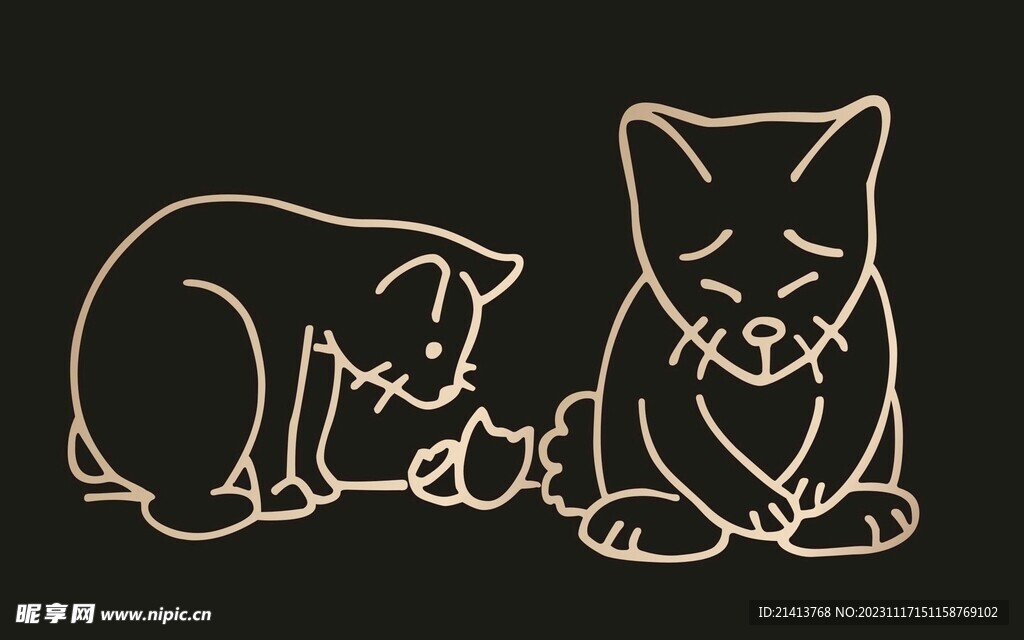 手绘卡通小猫 